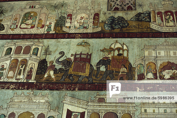 Wandbilder im Palast Tipu Sultans  Seringapatam  Mysore  Karnataka Zustand  Indien  Asien