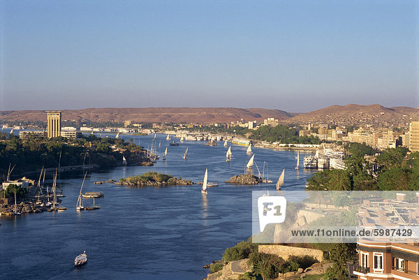 Blick aus dem neuen Hotel Katarakt des Nils bei Assuan  Ägypten  Nordafrika  Afrika