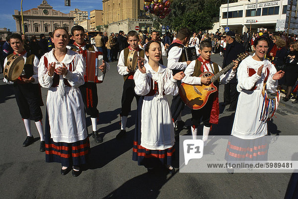 International Folklore Festival parade  Agrigento  Sicily  Italy  Europe