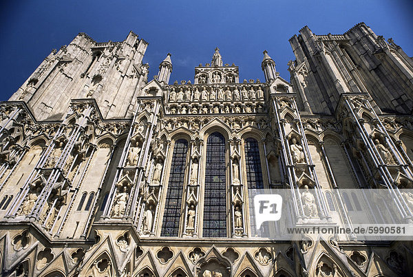 Architektonische Detail  Westfront  Kathedrale von Wells  Somerset  England  Vereinigtes Königreich  Europa