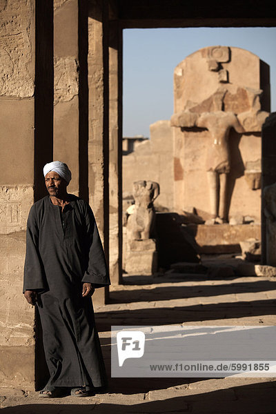 A lone figure stands amongst the Temples of Karnak  Thebes  UNESCO World Heritage Site  Egypt  North Africa  Africa