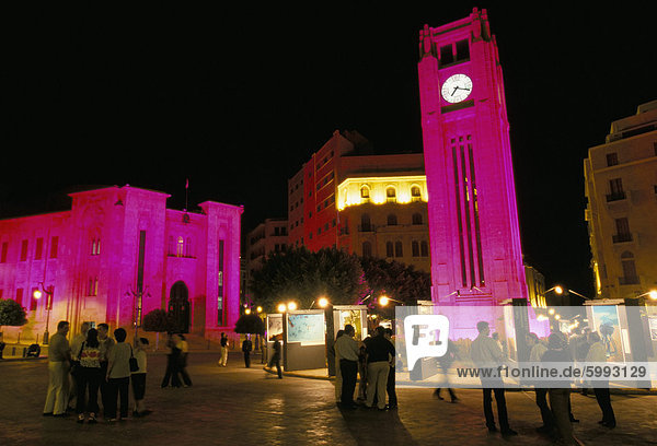 Place d'Etoile at night  Beirut  Lebanon  Middle East