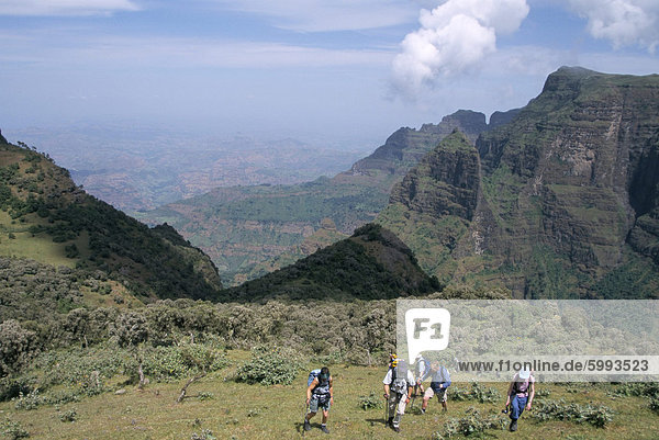 Trekking  Nationalpark Simien Mountains  UNESCO World Heritage Site  Äthiopien  Afrika