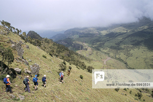 Trekking to Chenek  Simien Mountains National Park  UNESCO World Heritage Site  Ethiopia  Africa