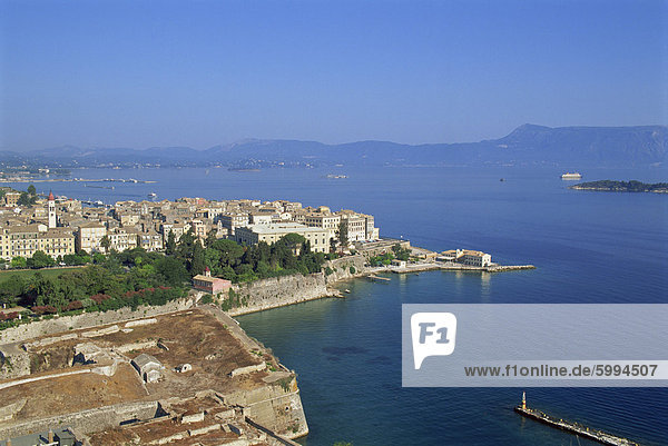 Hafen Europa über Stadt Ansicht Korfu Luftbild Fernsehantenne Griechenland Griechische Inseln Ionische Inseln