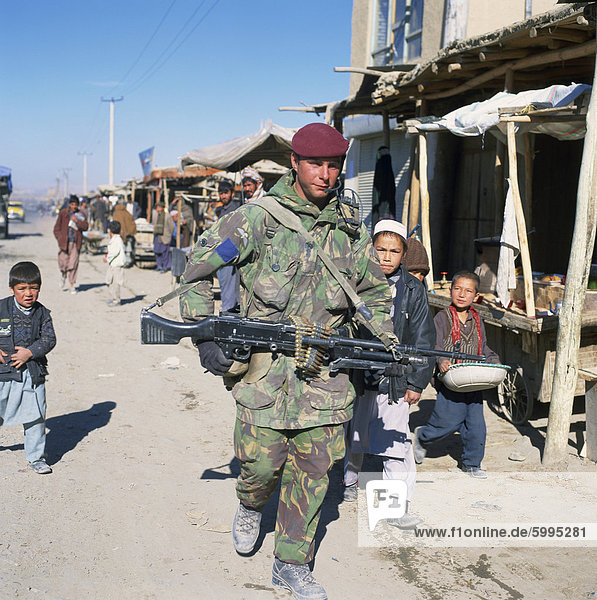 British Para Trooper on patrol in Kabul  Afghanistan  Asia