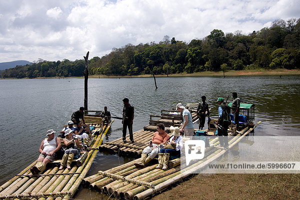 Bamboo rafting  Periyar Tiger Reserve  Thekkady  Kerala  India  Asia