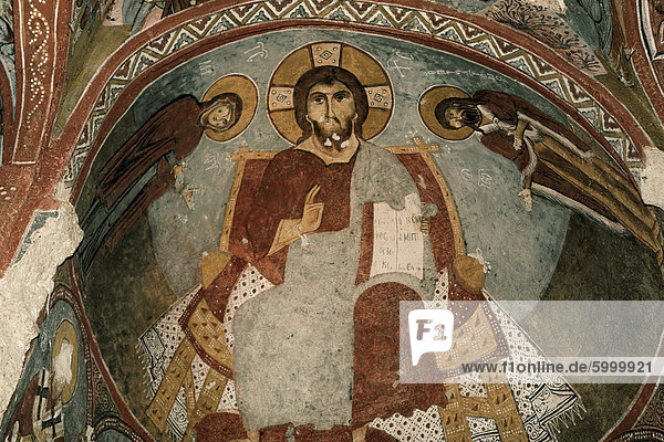 Christian Fresken in Sandale Kirche  Göreme Open Air Museum  Göreme  Kappadokien  Anatolien  Türkei  Kleinasien  Eurasien