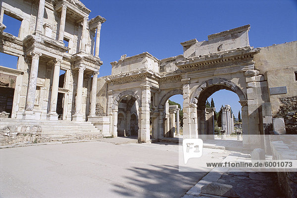 Reconstructed Library of Celsus  archaeological site  Ephesus  Anatolia  Turkey  Asia Minor