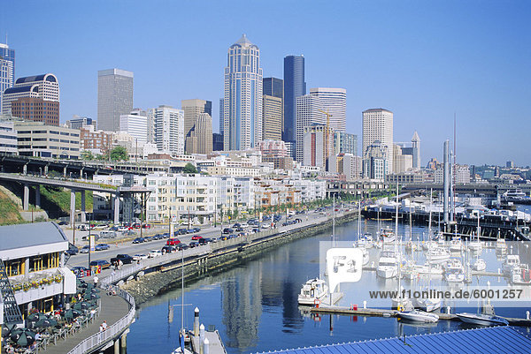 Waterfront and skyline of Seattle  Washington State  USA