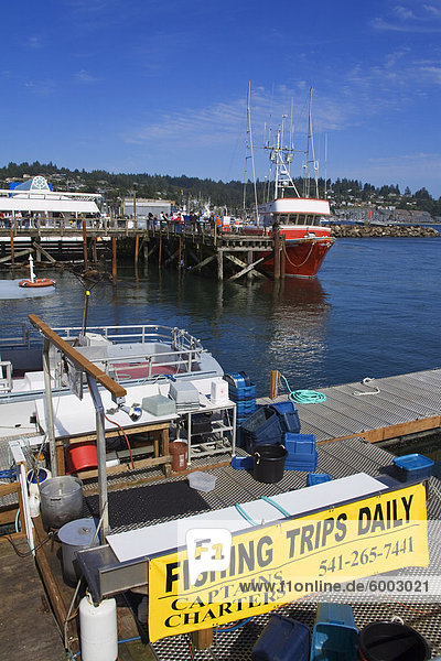Fishing boats in the bay front area of Newport  Oregon  United States of America  North America