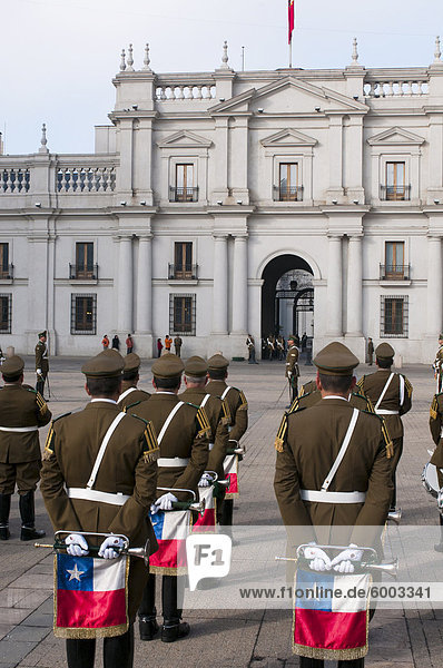 Changing of the Guard at Palacio de la Moneda  Santiago  Chile  South America