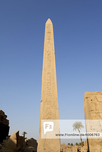 Obelisk  Tempel von Karnak  in der Nähe von Luxor  Theben  UNESCO World Heritage Site  Ägypten  Nordafrika  Afrika