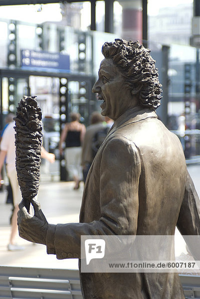 Statue by Tom Murphy of comedian and native son Ken Dodd Liverpool Merseyside England United Kingdom Europe