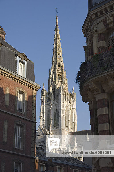 Der Turm und der Cast Eisen Turmspitze 1876 der Kathedrale Notre Dame  Rouen  Haute-Normandie  Frankreich  Europa