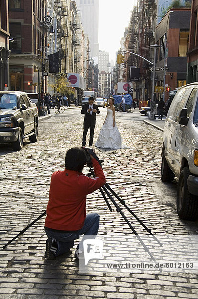 Wedding photo shoot in Soho  Manhattan  New York City  New York  United States of America  North America