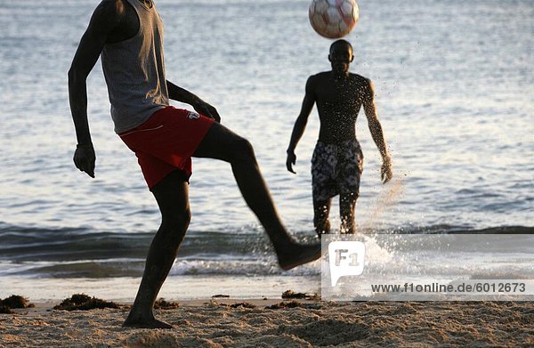 Football on Saly beach  Saly  Thies  Senegal  West Africa  Africa