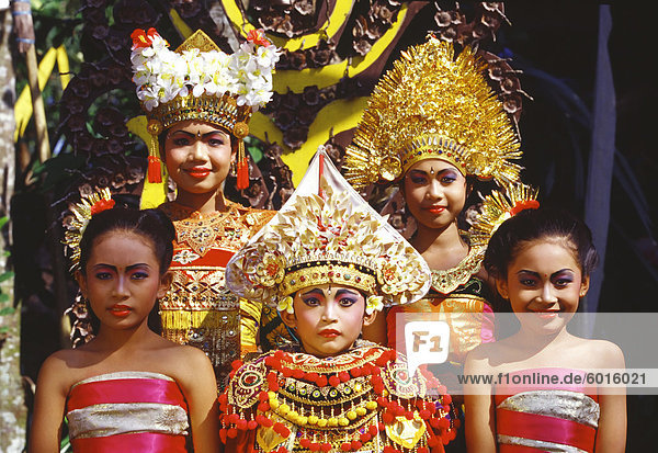 Portrait of Legong dancers Bali Indonesia Southeast Asia Asia