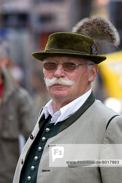 Portrait of a man in traditional Bavarian costume  Munich  Bavaria  Germany  Europe