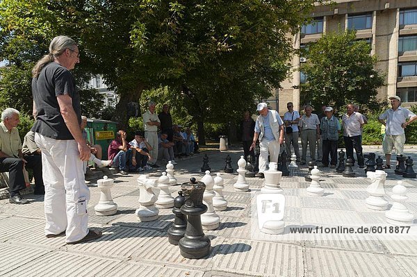 Locals playing giant chess  Sarajevo  Bosnia and Herzegovina  Europe