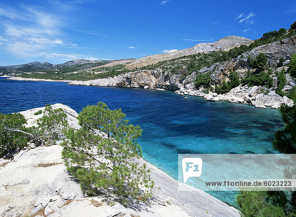Felsigen Punkt auf Küste  Zarace  Insel Hvar  Dalmatien  Kroatien  Europa