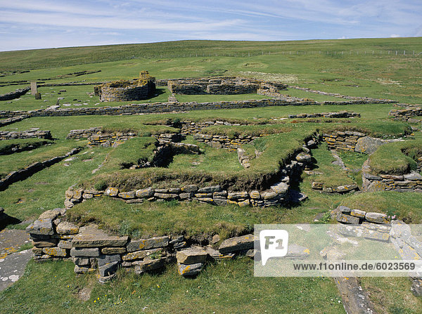 Pictish/Wikinger-Siedlung am Brough of Birsay  Festland  Orkneys  Schottland  Vereinigtes Königreich  Europa