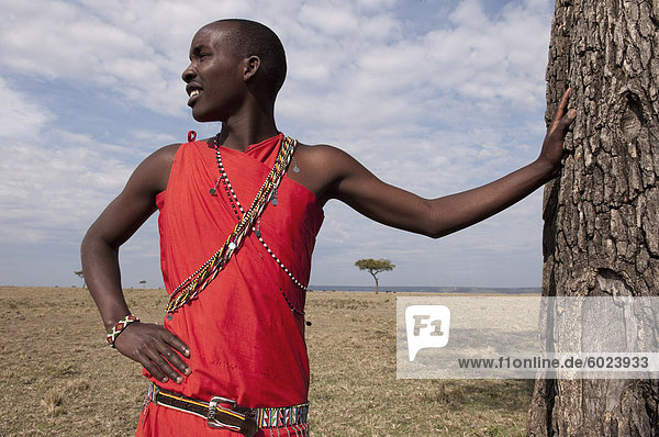 Masai Mann  Masai Mara  Kenia  Ostafrika  Afrika