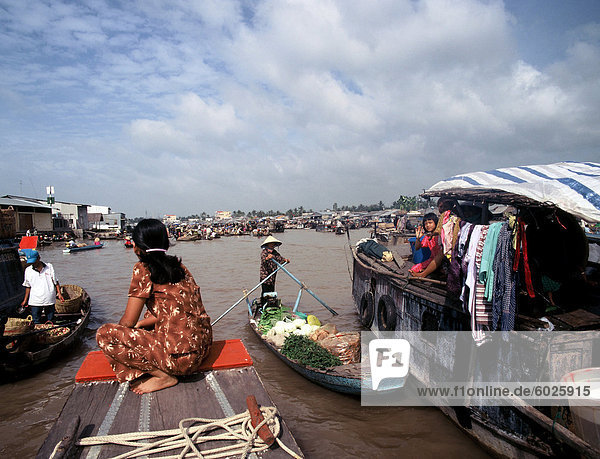 Floating Market at Mekong Delta  Vietnam  Indochina  Southeast Asia  Asia