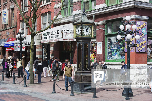 The Steam Clock on Water Street  Gastown  Vancouver  British Columbia  Canada  North America