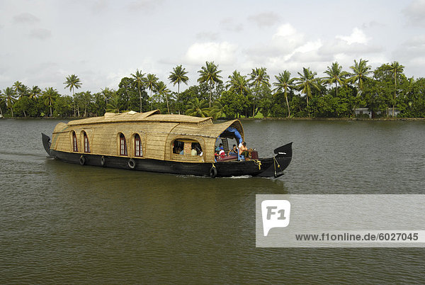 Houseboat in the Backwaters of Alleppey  Kerala  India  Asia