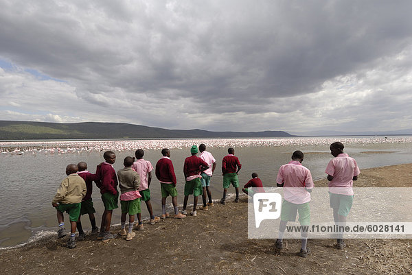 School children  Lake Nakuru National Park  Kenya  East Africa  Africa