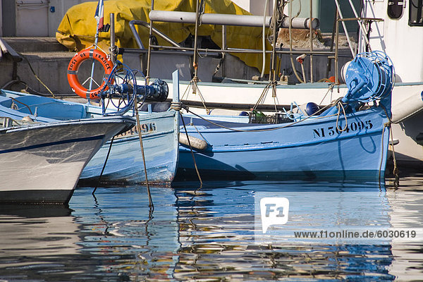 Fishing boats  Vieux Port  Cannes  Alpes Maritimes  Provence  Cote d'Azur  French Riviera  France  Mediterranean  Europe