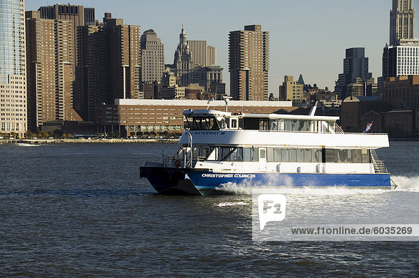 Public transport boat  Manhattan  New York City  New York  United States of America  North America