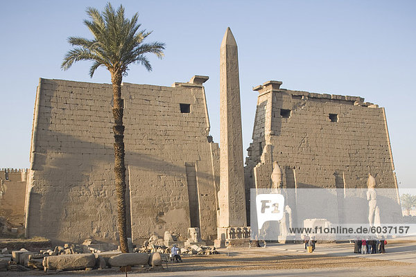 Obelisk und Pylon von Ramses II  Luxor-Tempel  Luxor  Theben  UNESCO World Heritage Site  Ägypten  Nordafrika  Afrika