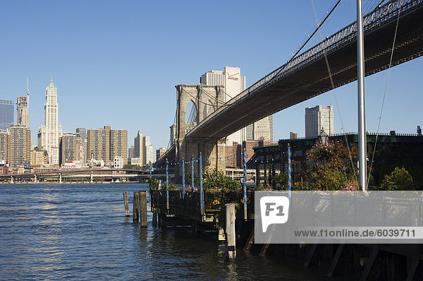 The River Cafe and Brooklyn Bridge  New York City  New York  United States of America  North America