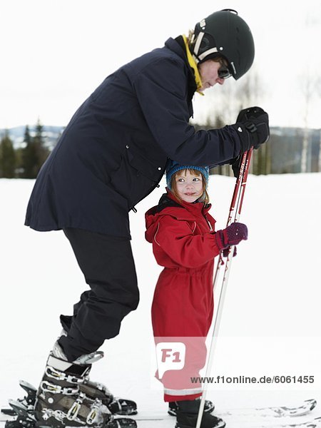 Skisport Tochter Mutter - Mensch