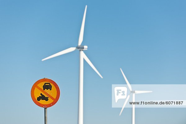 Windturbine Windrad Windräder Eingang Zeichen Signal