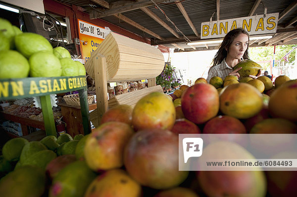 A woman shops for fresh produce in the Florida Keys.