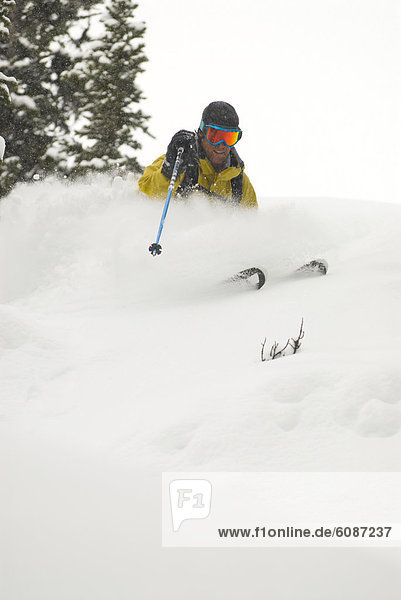 Mann  Ski  Frische  Gesichtspuder  Rocky Mountains  kanadisch