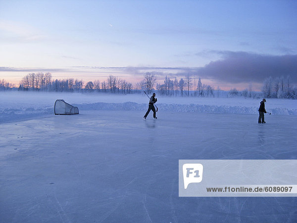 Spiel 2 jung Anchorage Hockey Teich