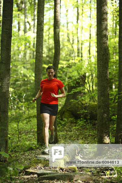 Frau  folgen  rennen  grün  Überfluss  Wald
