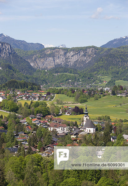 Germany Bavaria View of Bayrisch Gmain with Latten mountains in background