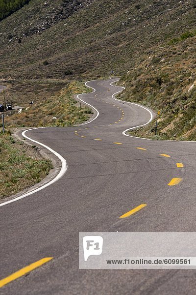 A twisting road in the Sierra mountains of California