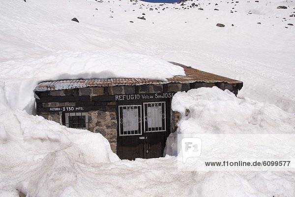 A climbers refuge called Refugio San Jose on Volcan San Jose in the Andes mountains of Chile