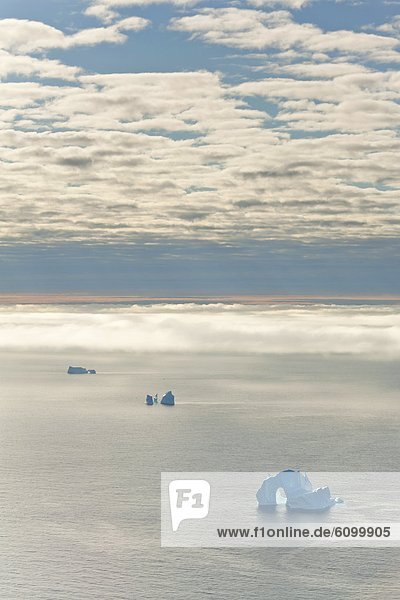 Seascape with icebergs Baffin Bay Greenland waters.