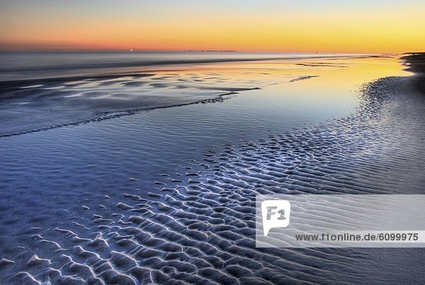 niedrig  Strand  Sonnenuntergang  Gezeiten  Spiegelung  Insel  South Carolina