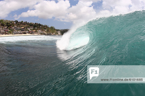 Empty wave breaking in Bali  Indonesia