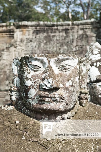 Statue remains at Angkor Wat  Cambodia.