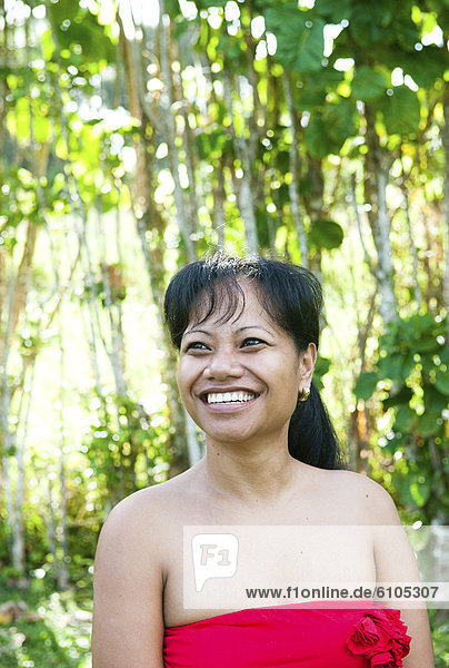 Woman smiling  Cook Islands.