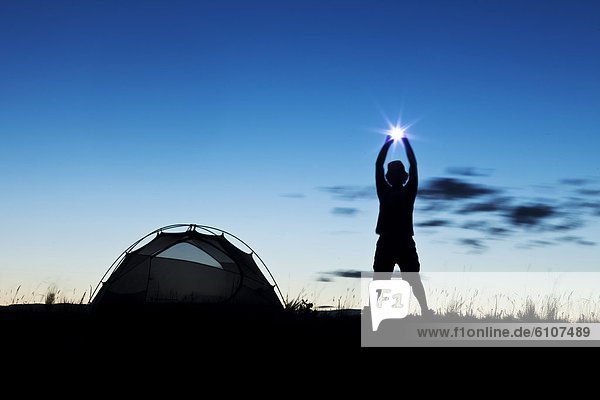sternförmig  Reise  Sonnenuntergang  halten  camping  Zelt